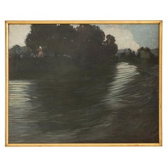 Oil painting  "Weiden" Rudolf Quittner ca. 1904