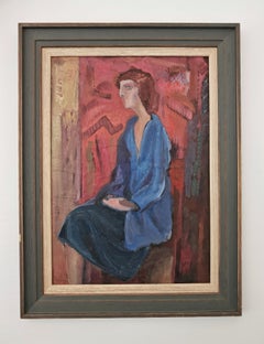 Peinture à l'huile « Femme en position assise » de l'artiste yougoslave Uros Toskovic