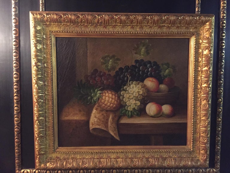 Baroque Oil Paintings in the Style of the 19th Century Fruits with Frame For Sale