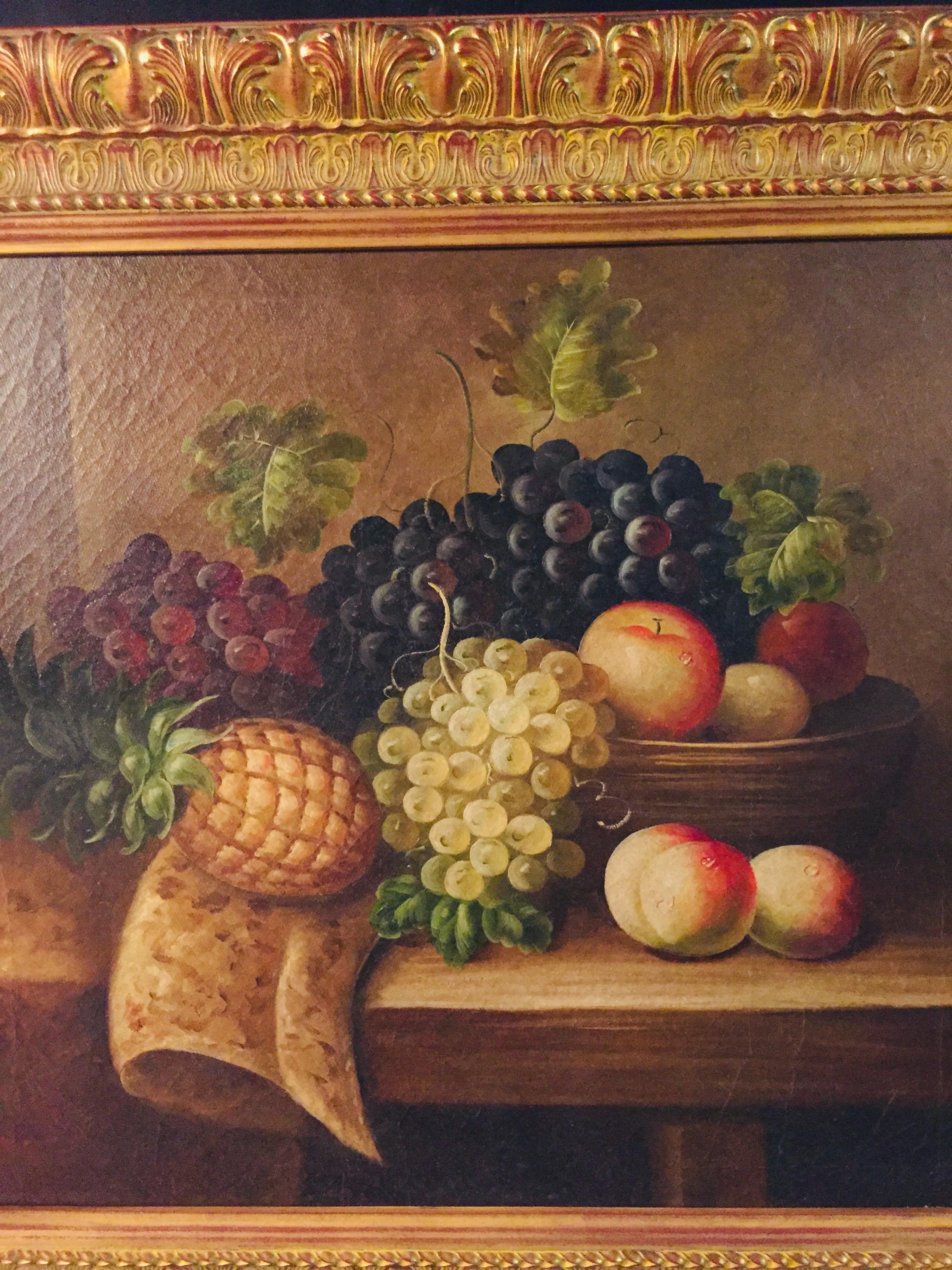 Allemand Peintures à l'huile dans le style du 19ème siècle Fruits avec cadre en vente