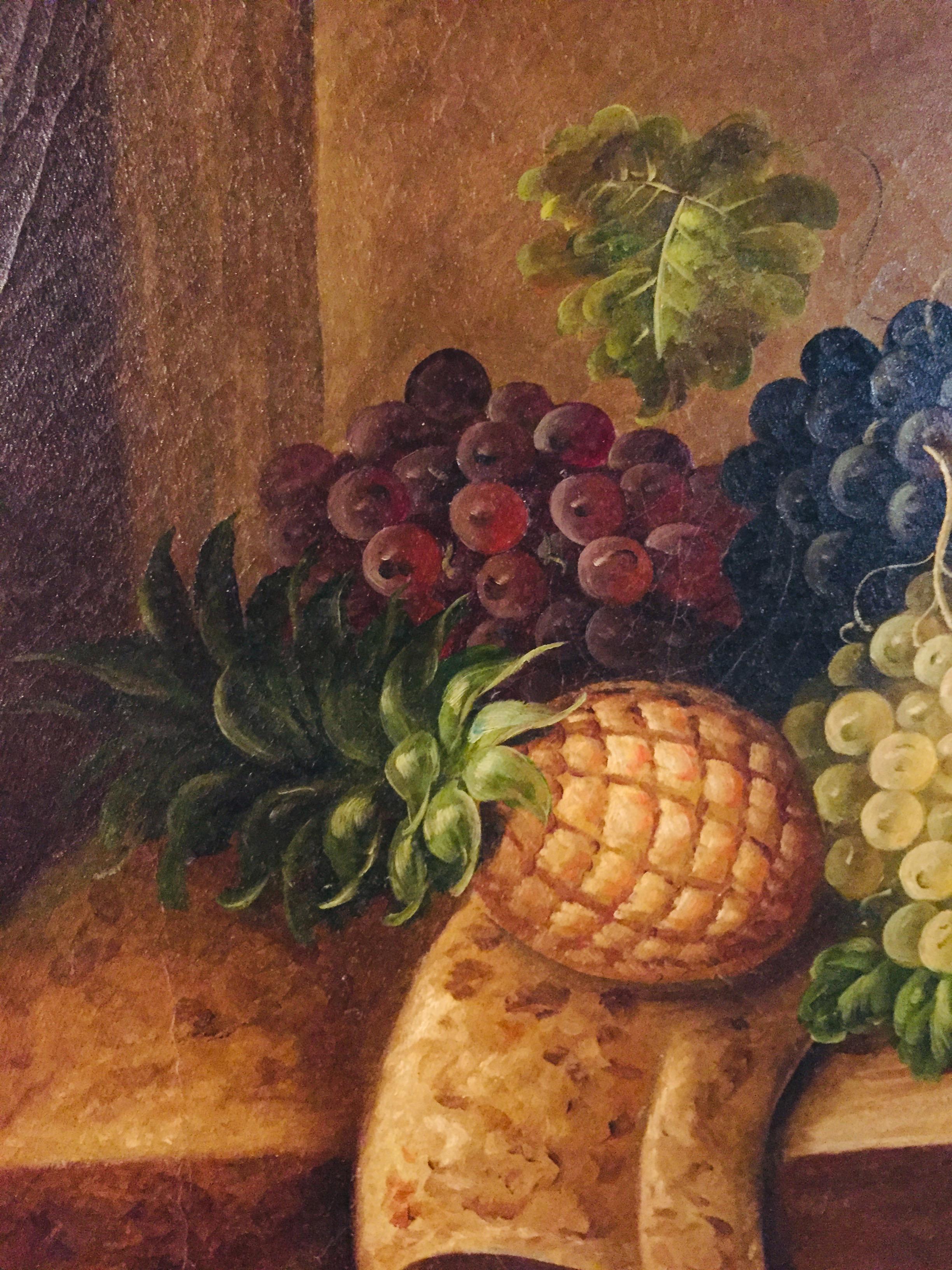Baroque Oil Paintings in the Style of the 19th Century Fruits with Frame For Sale
