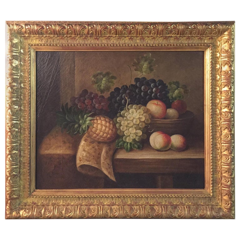 Oil Paintings in the Style of the 19th Century Fruits with Frame For Sale