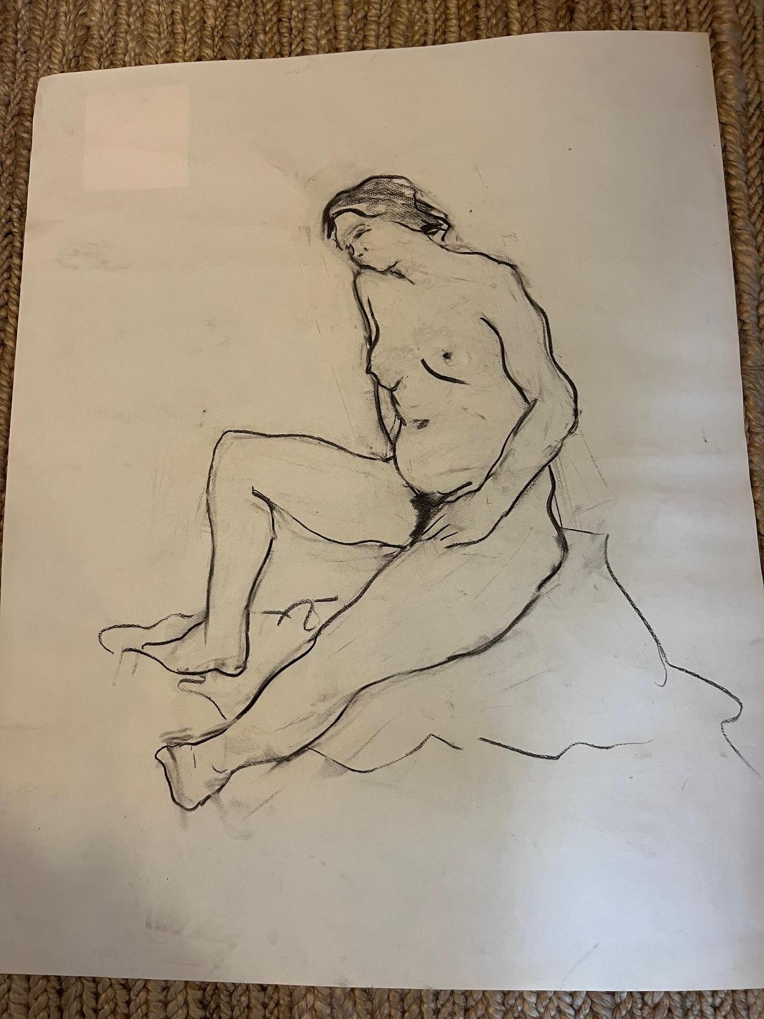 Esbozo de figura al óleo sobre papel de Edith Isaac-Rose Norteamericano en venta