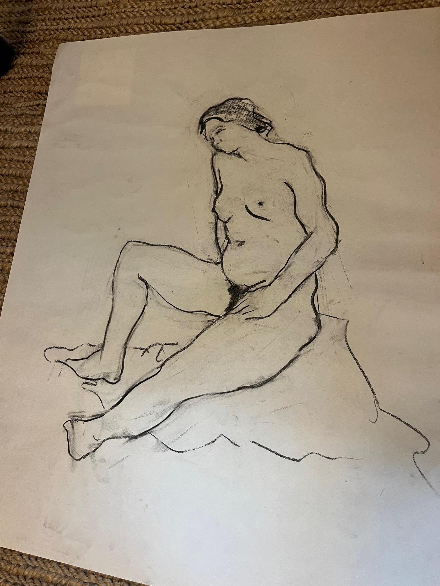 Esbozo de figura al óleo sobre papel de Edith Isaac-Rose en Bueno estado para la venta en New York, NY