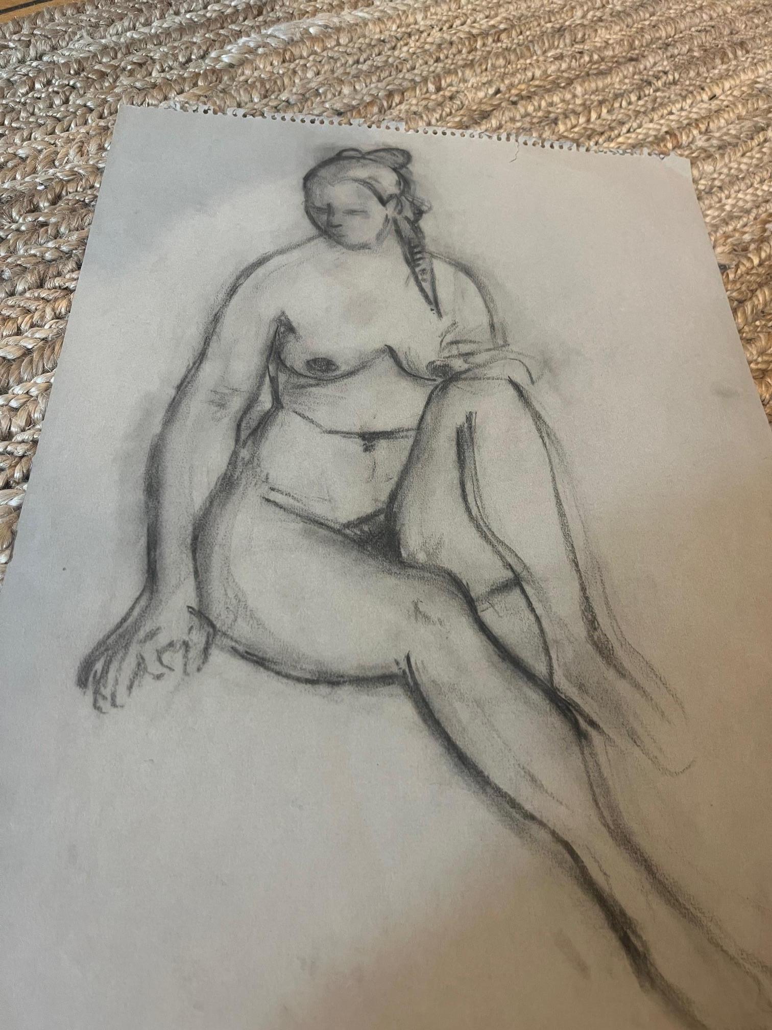 Ölpastell-Figurenskizze auf Papier, Öl (Moderne) im Angebot