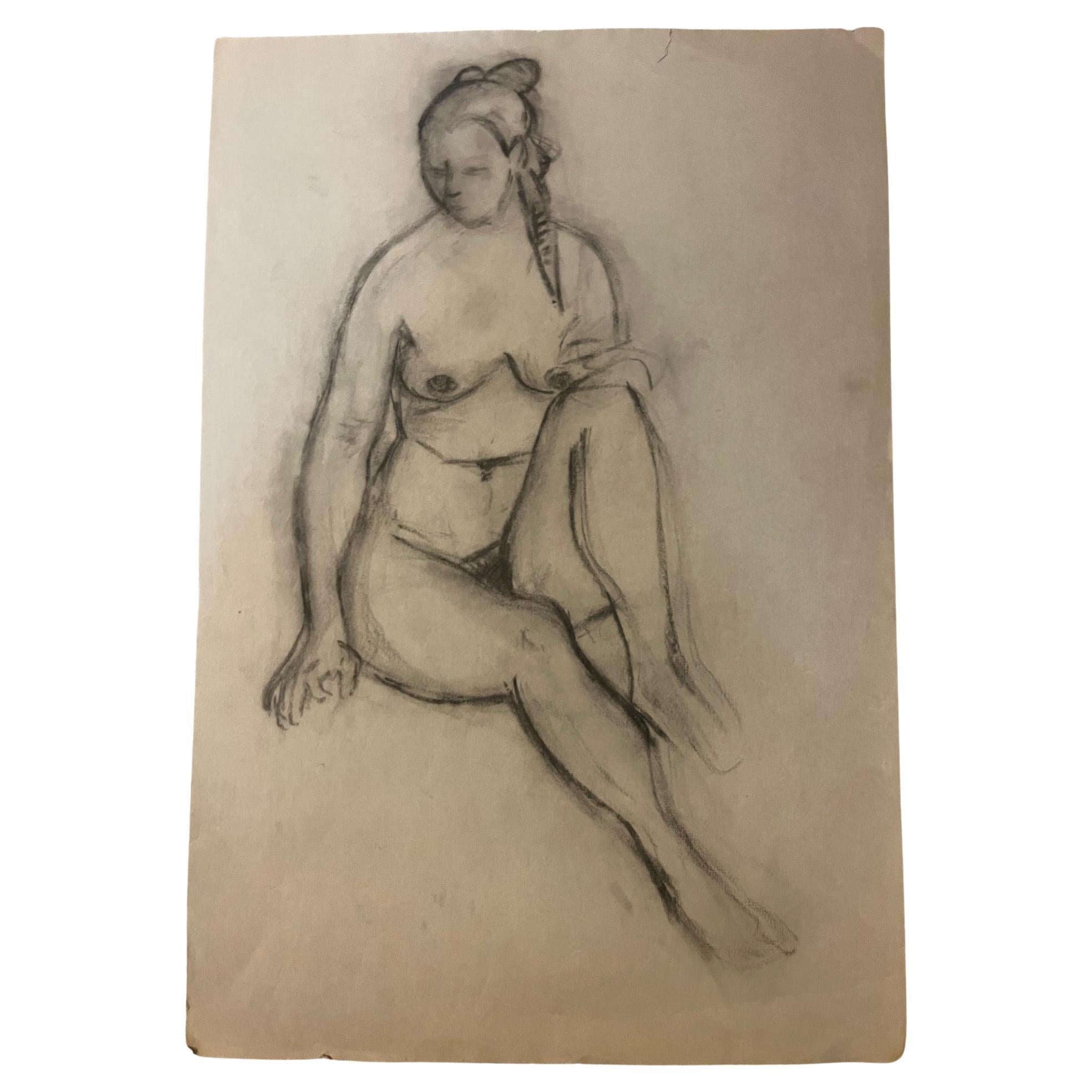 Esbozo de figura al óleo sobre papel