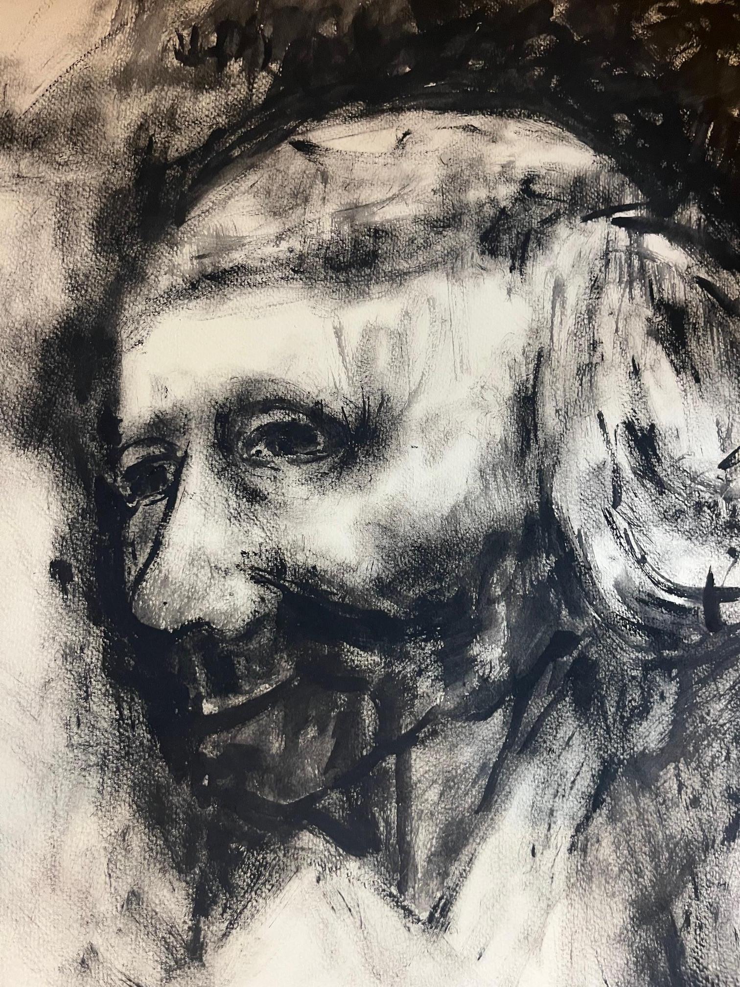 Siglo XX Pastel al óleo sobre papel Boceto de Ralph Dubin