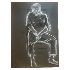 Esquisse au pastel à l'huile sur papier noir