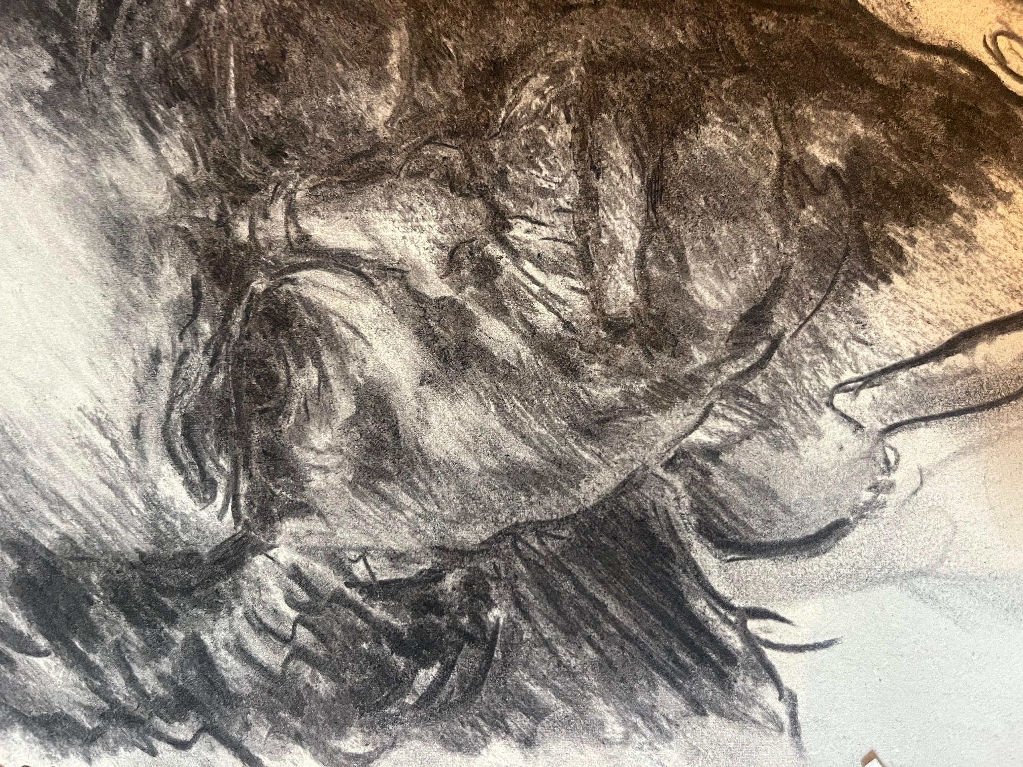 Ölpastell-Sketch auf Papier (Nordamerikanisch) im Angebot