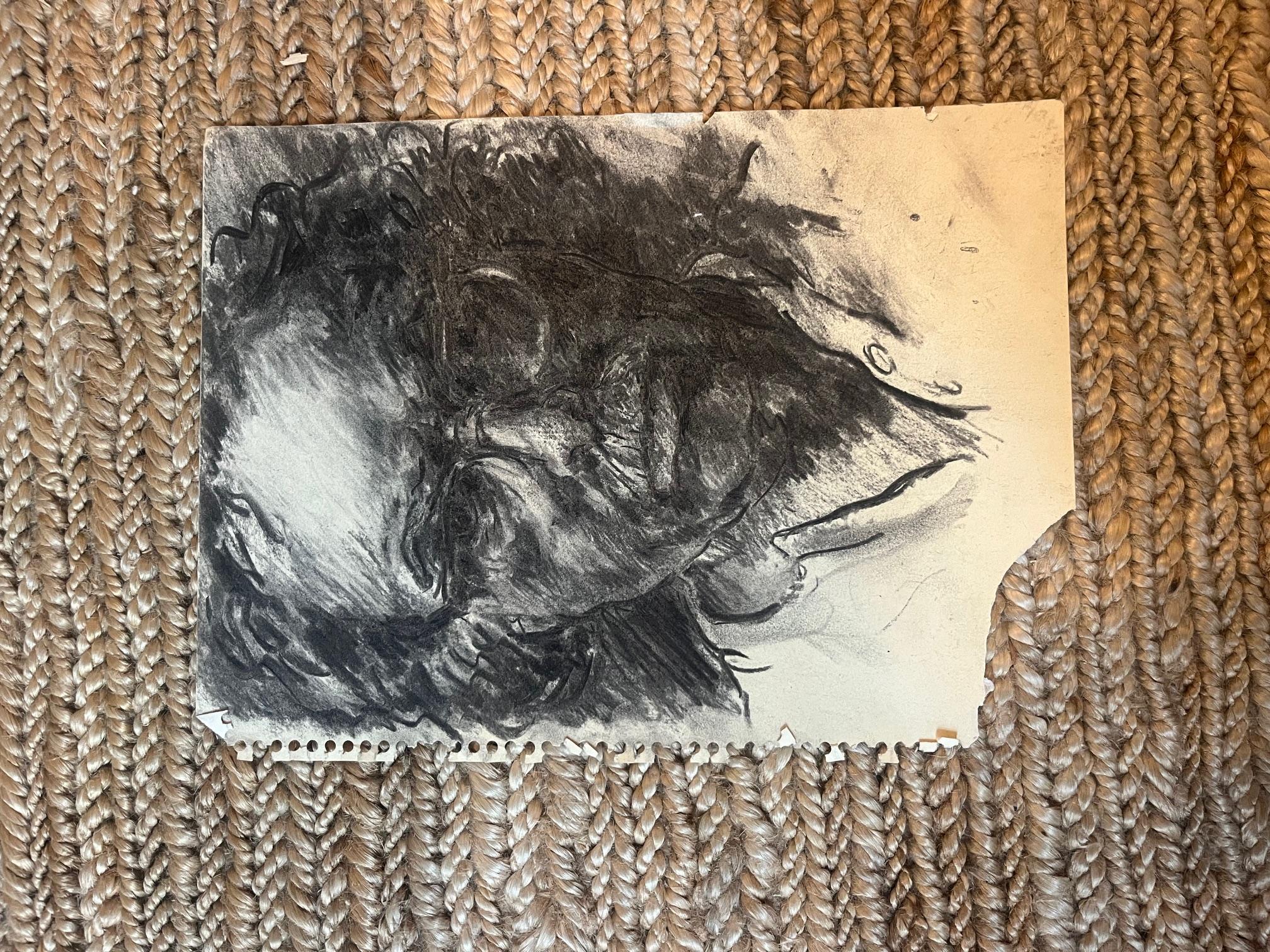 Ölpastell-Sketch auf Papier im Zustand „Gut“ im Angebot in New York, NY