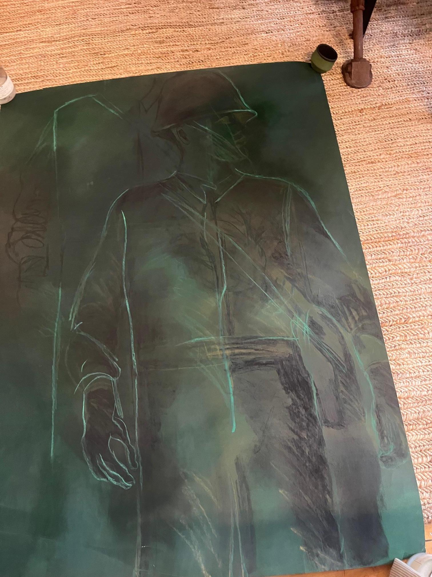 Pastel al óleo Arte del soldado sobre papel de Edith Isaac-Rose Moderno en venta