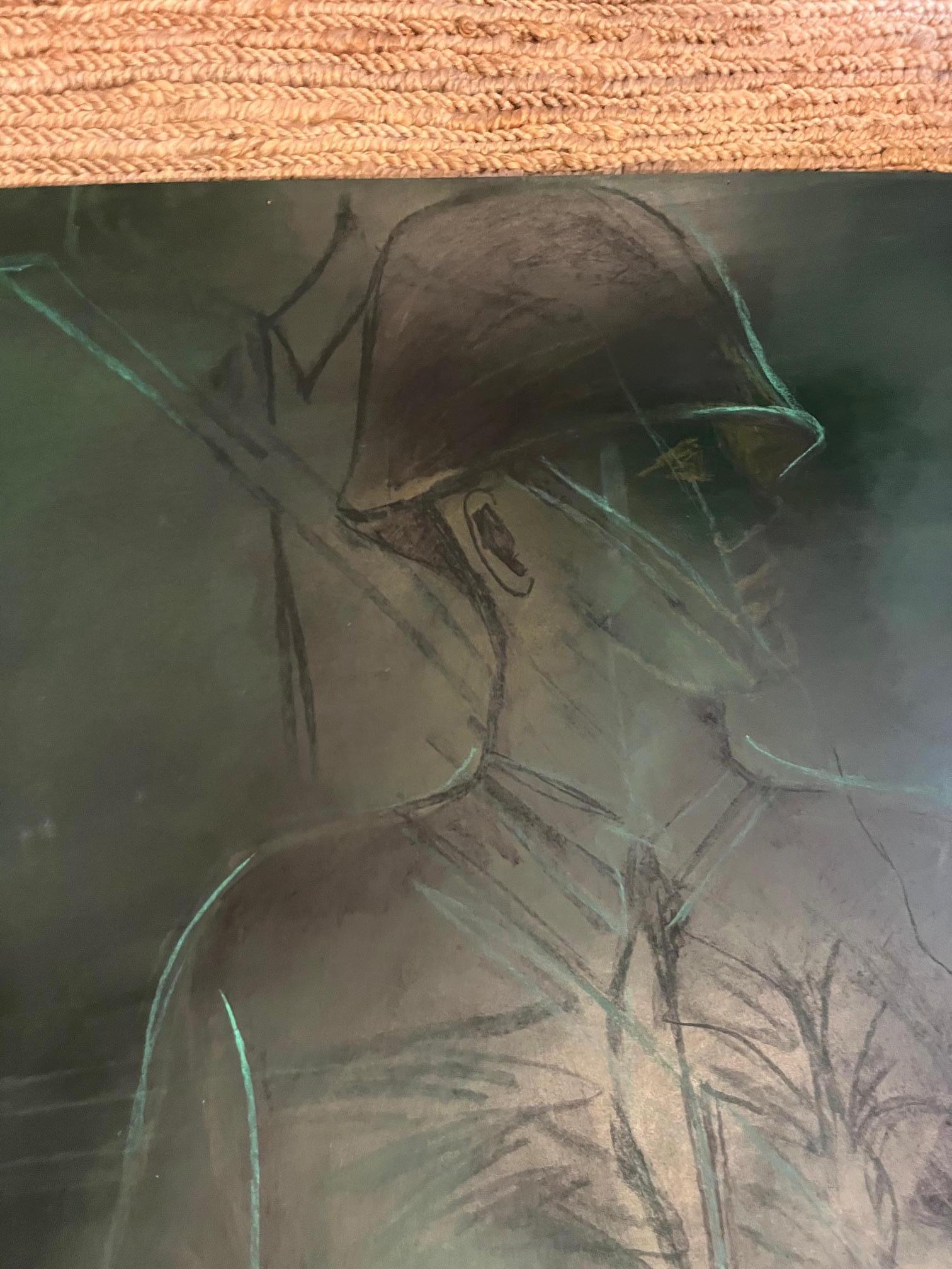Pastel al óleo Arte del soldado sobre papel de Edith Isaac-Rose siglo XX en venta
