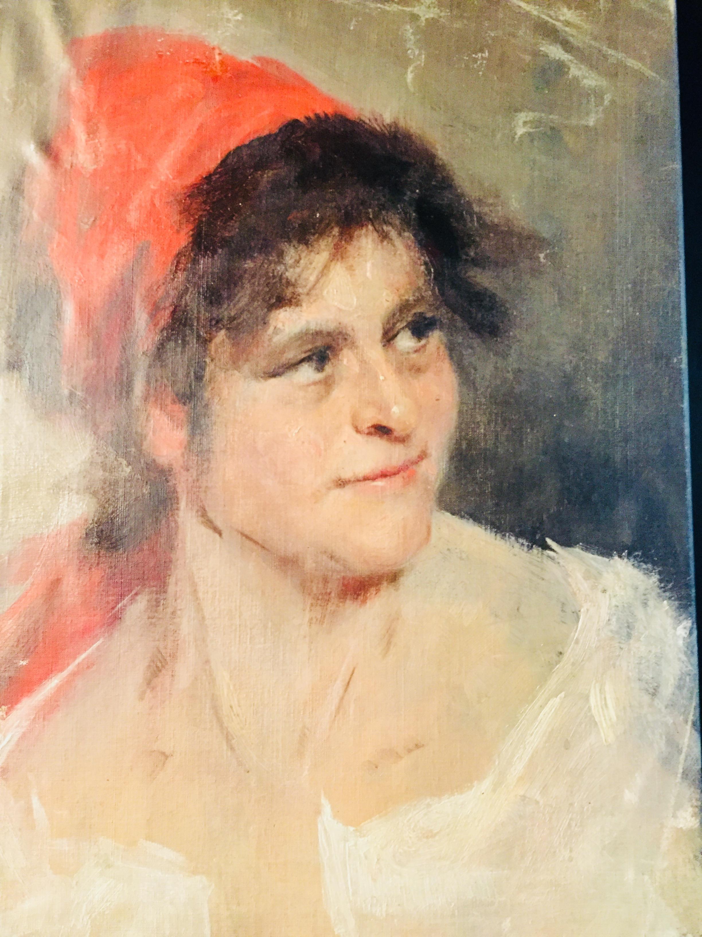 Oil Portrait Gypsy Woman circa 1900 Canvas 2
