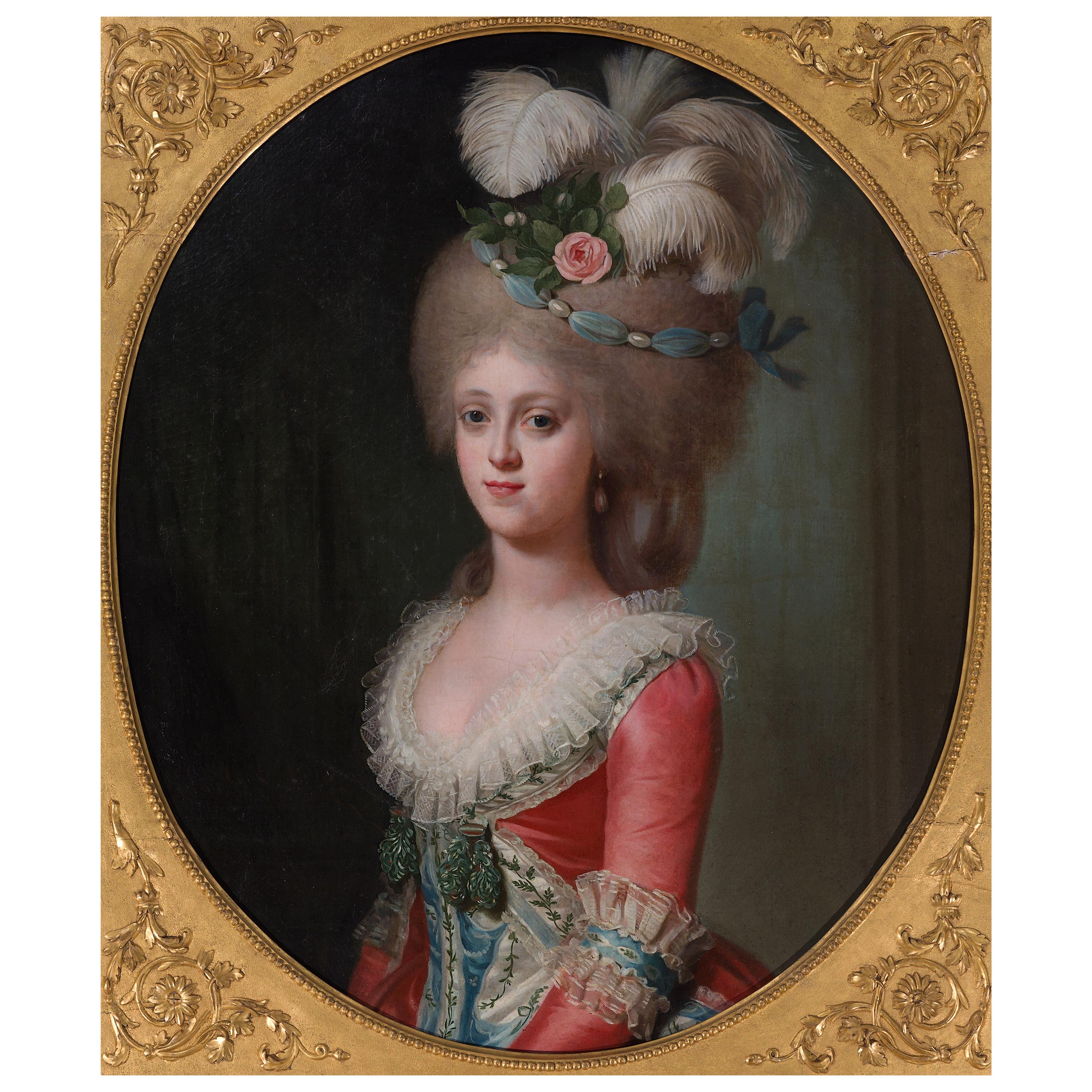 Oil Portrait, French 18th Century of an Austrian Princess, 1783   	