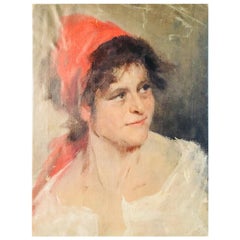 Oil Portrait Gypsy Woman circa 1900 Canvas