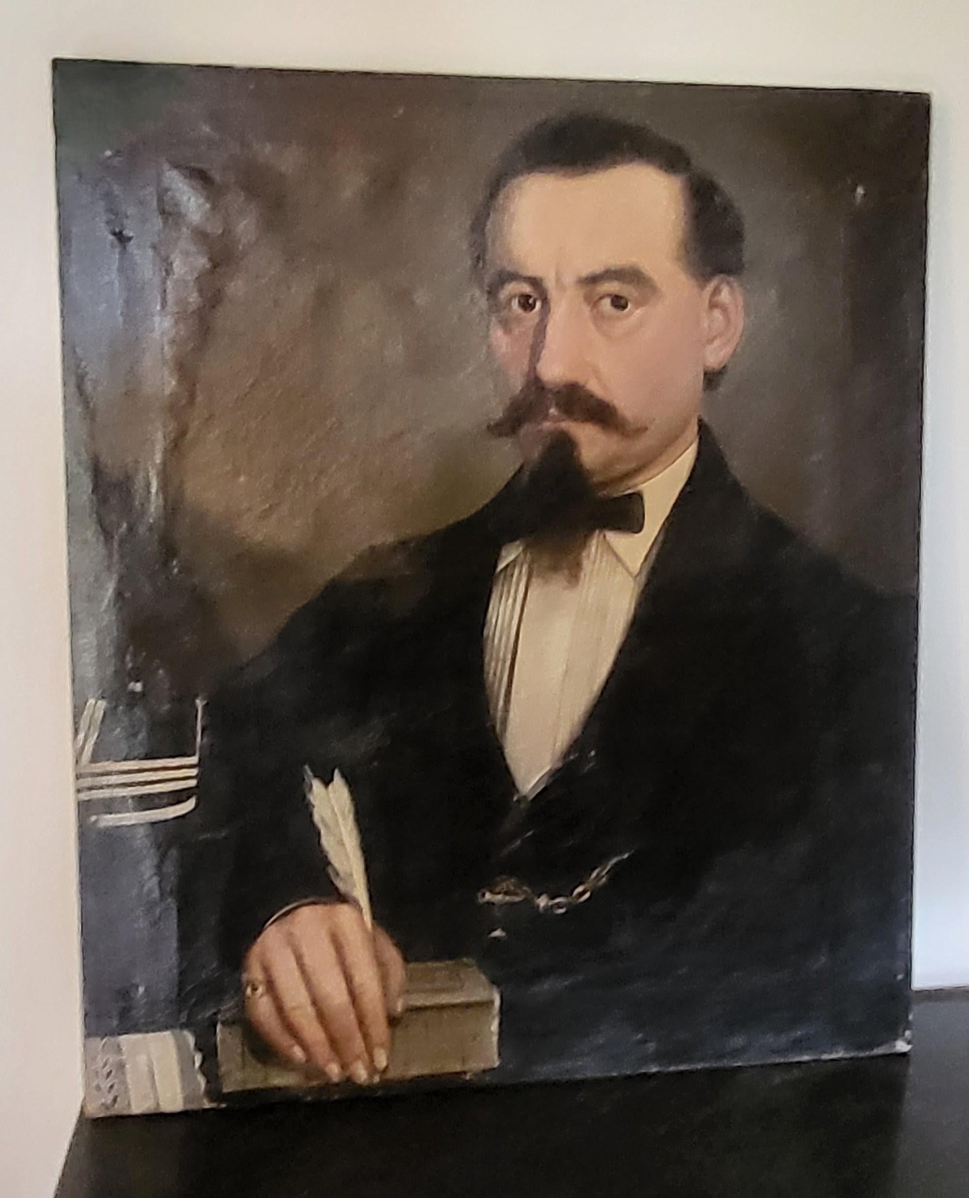 Hand-Painted Oil portrait of a gentleman For Sale