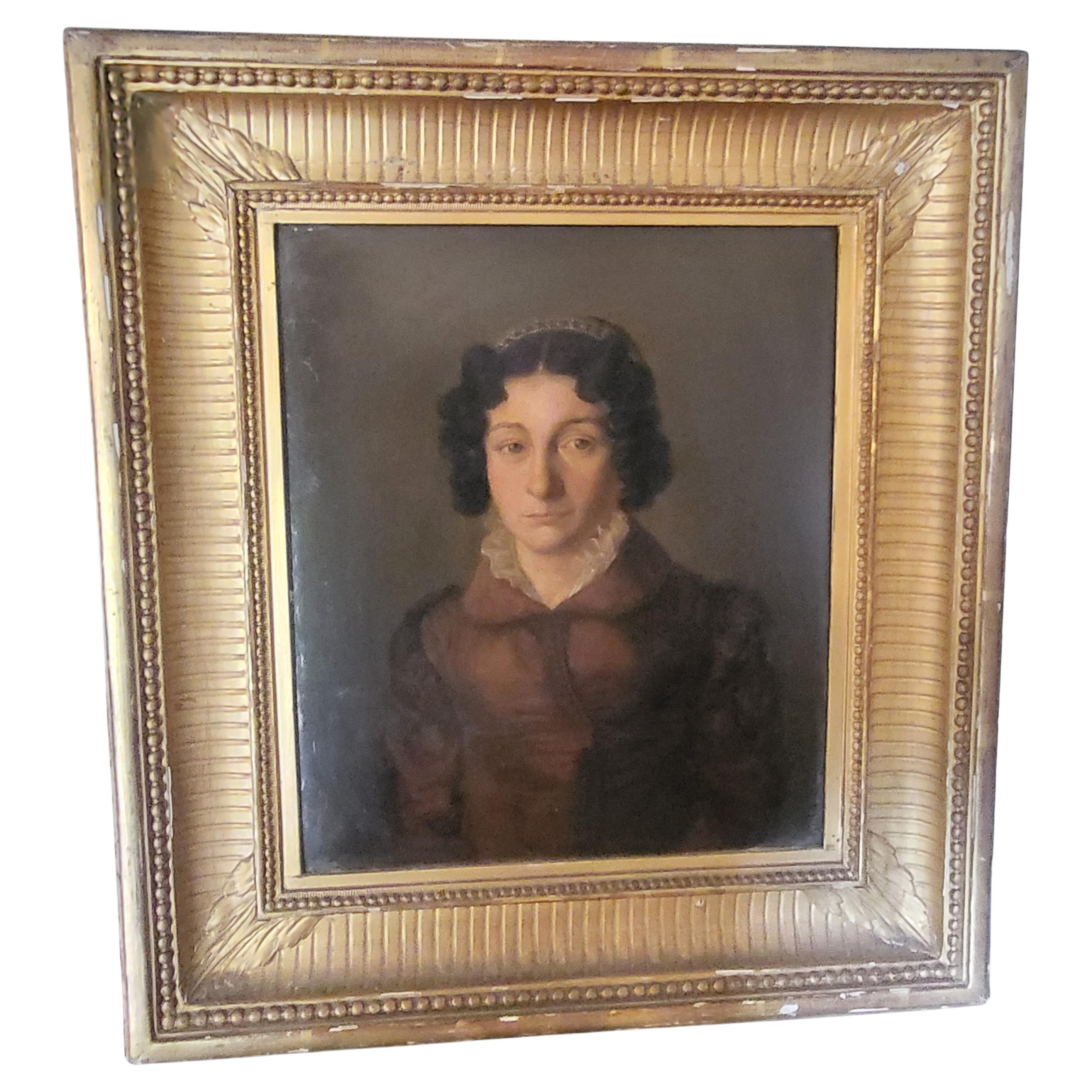 Oil portrait of a lady For Sale