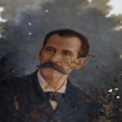 Oil Portrait on Large Antique Oval Ceramic Artists' Palette