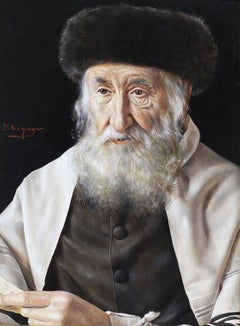 Oil Portrait Painting of a Rabbi by Otto Eichinger