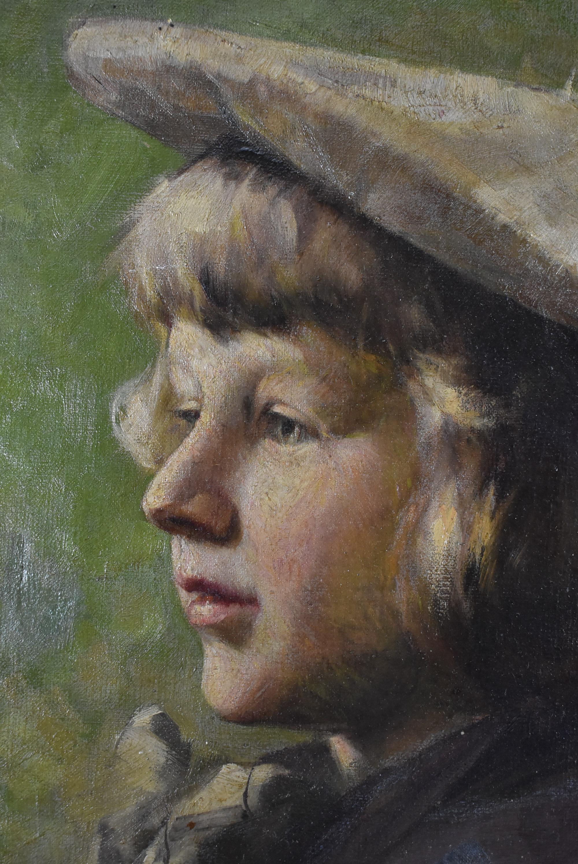 Victorien Portrait à l'huile d'un jeune homme sur toile de l'artiste Iwan Tusz en vente