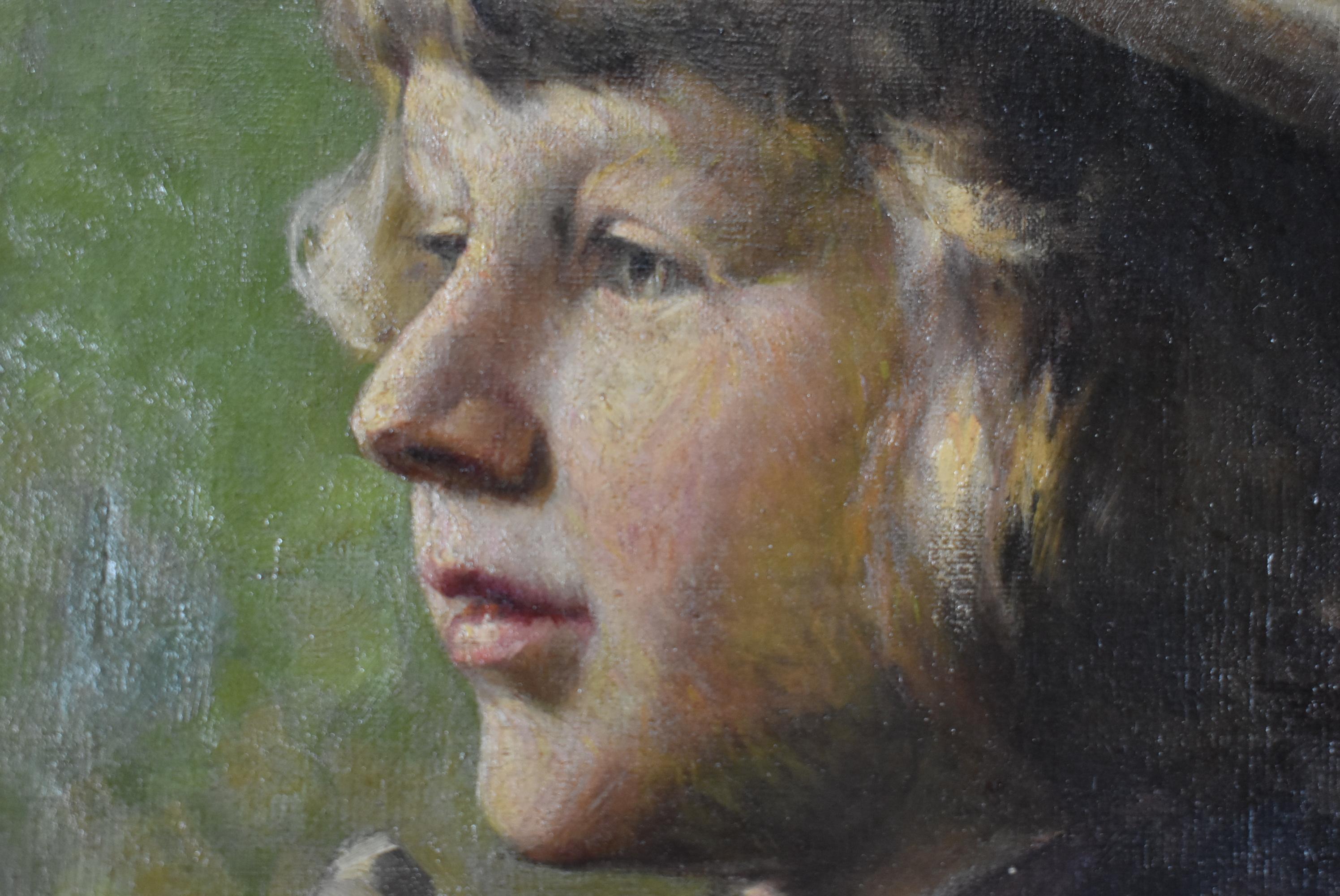 Européen Portrait à l'huile d'un jeune homme sur toile de l'artiste Iwan Tusz en vente