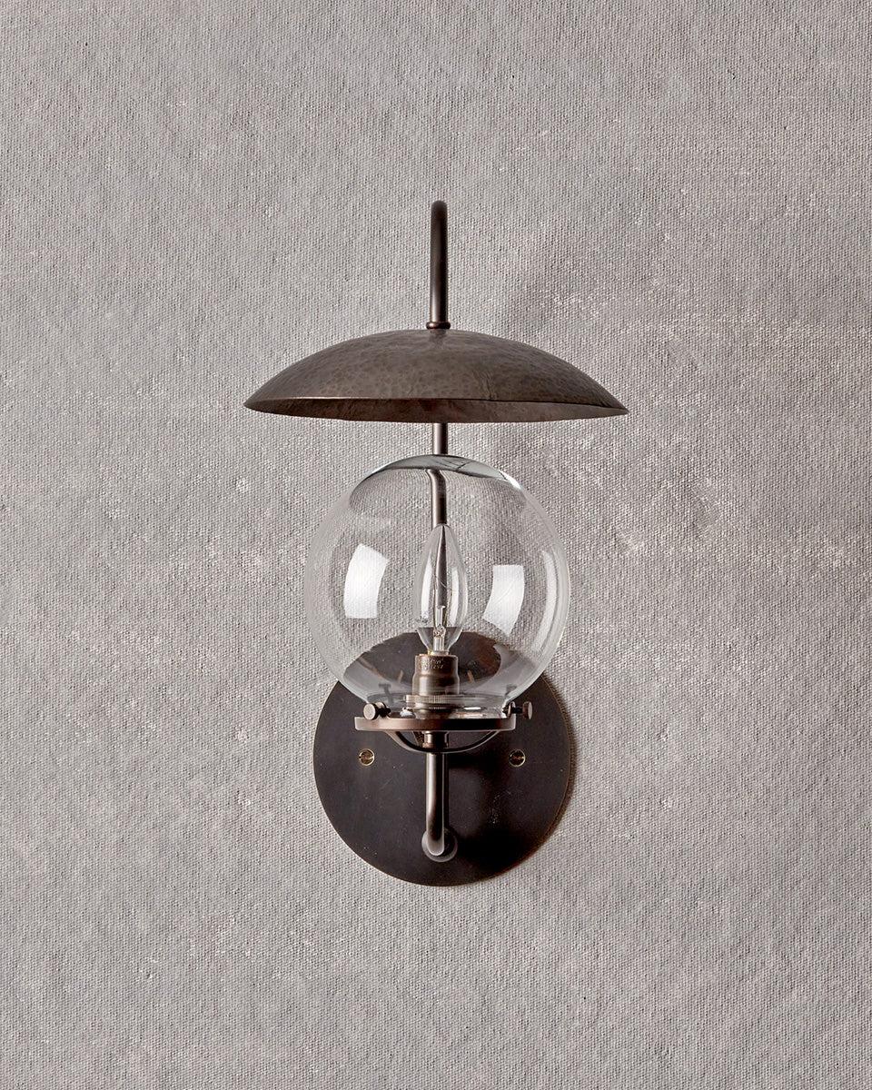 American Oil Rubbed Brass and Hammered Oil Rubbed Bronze Mia Sconce For Sale