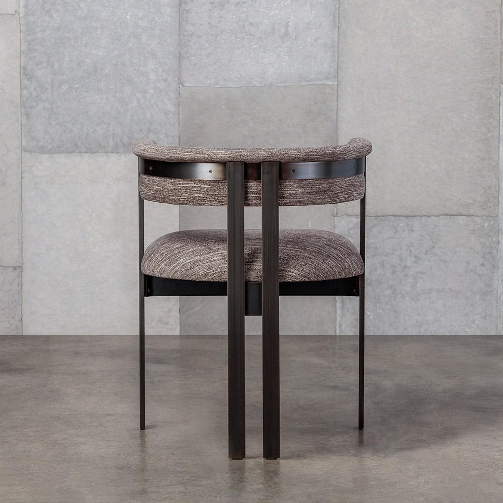 Modern Oil Rubbed Brass Elliott Chair in Textured Tosa/Carbon Fabric by Kelly Wearstler For Sale