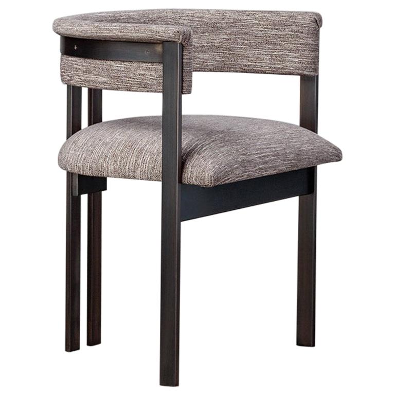Oil Rubbed Brass Elliott Chair in Textured Tosa/Carbon Fabric by Kelly Wearstler For Sale