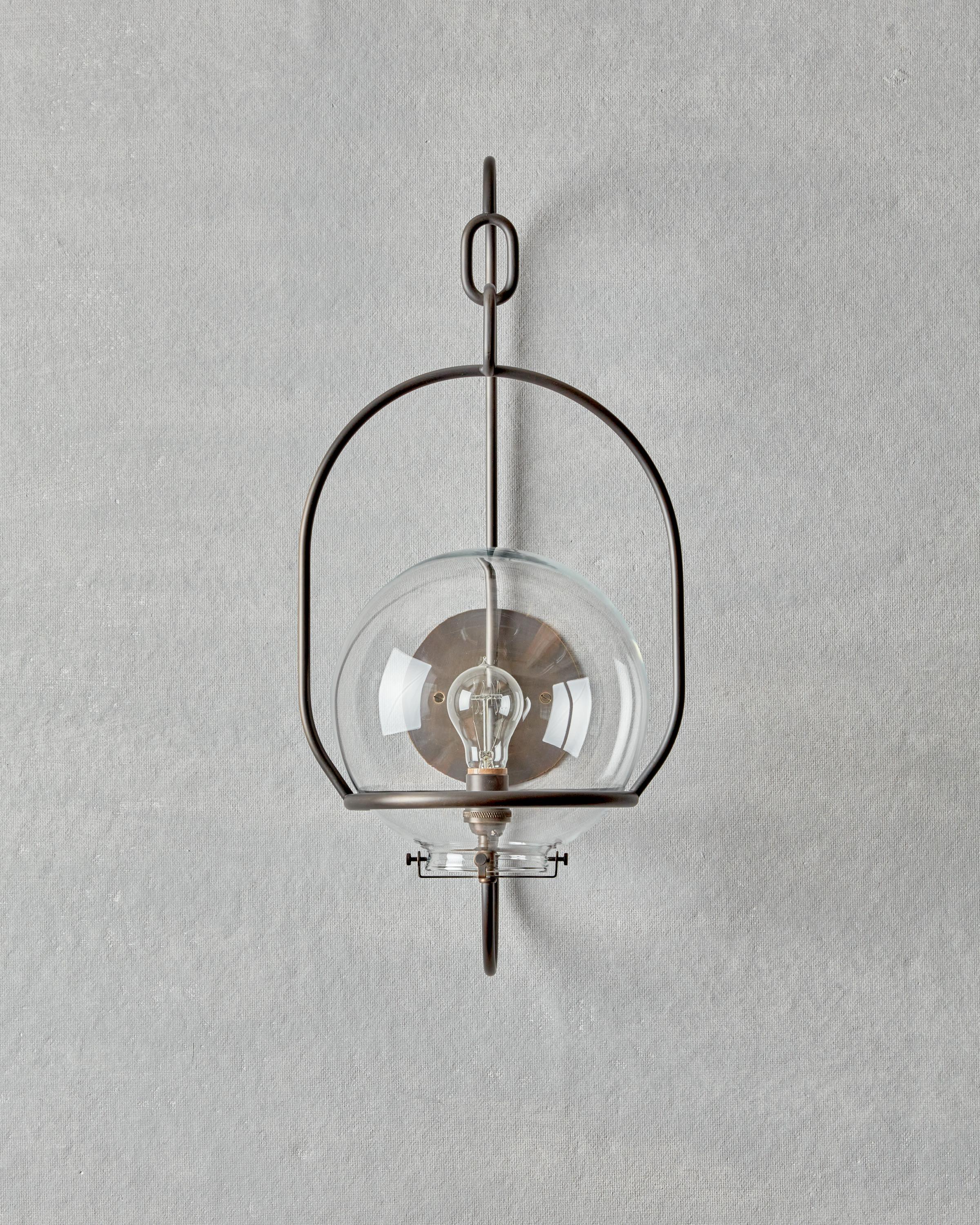 Modern Oil Rubbed Brass Emil Lantern - Large - Indoor Use For Sale
