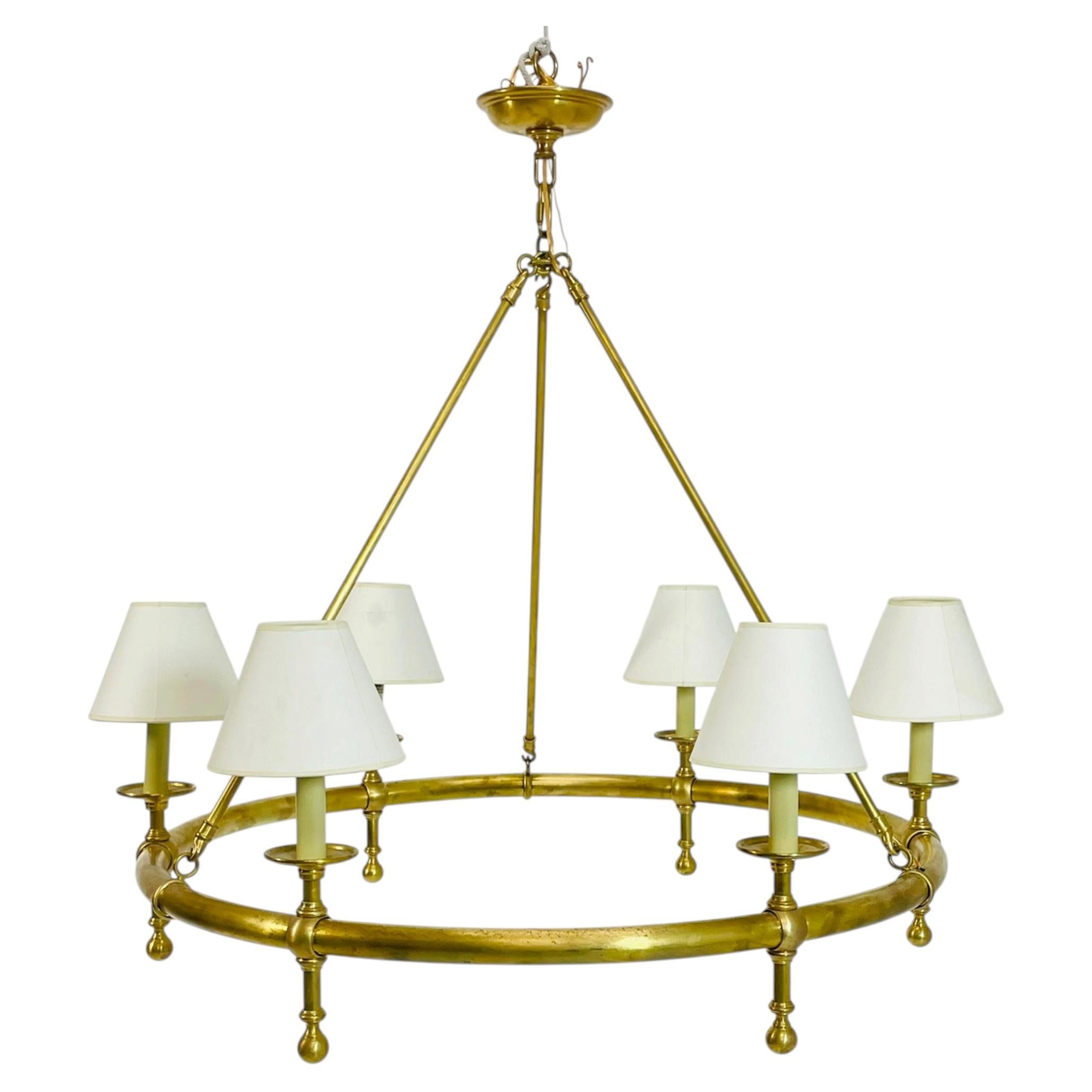 Lampadario in ottone massiccio strofinato a olio di Chapman & Mayers per Visual Comfort in vendita