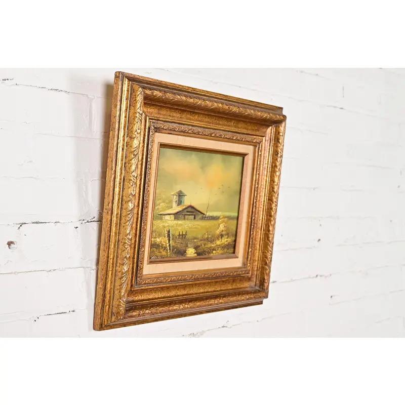 Peinture à l'huile d'un paysage rural 