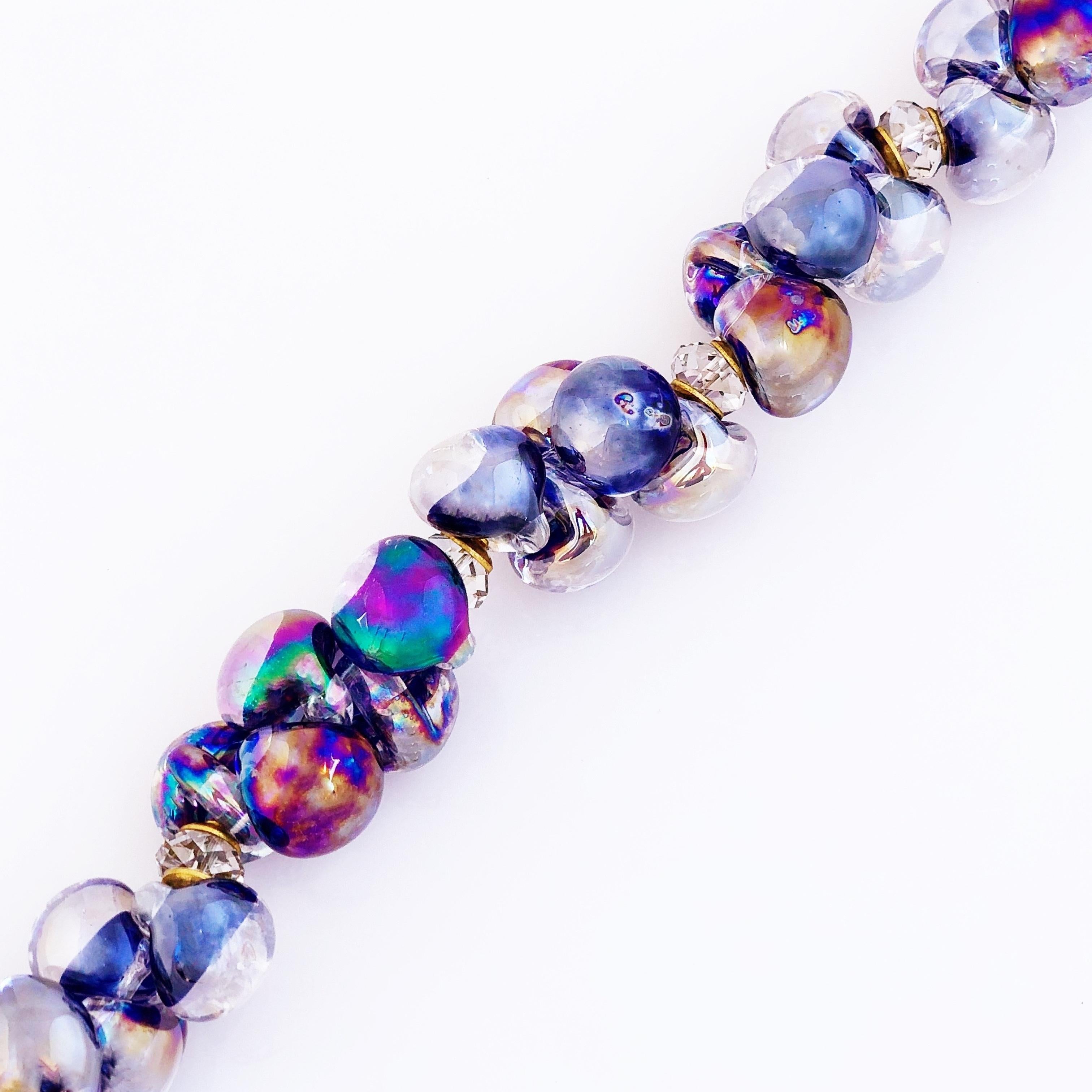 Öllick-Kunstglas-Perlen-Statement-Halskette, 1980er Jahre (Moderne) im Angebot
