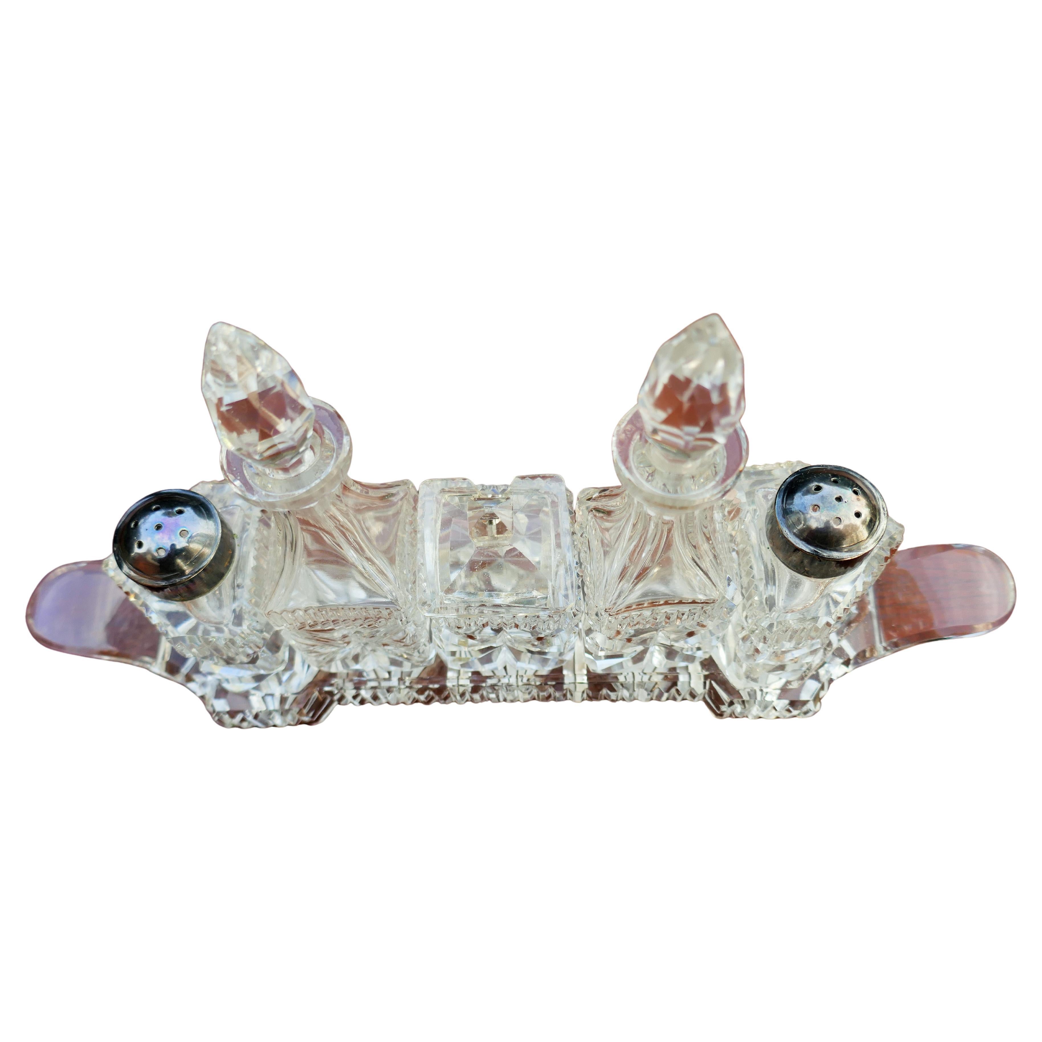 Öl-Essig-Salz-Pfeffer-Set für ABP-Glas mit Schliff (Geschliffenes Glas) im Angebot