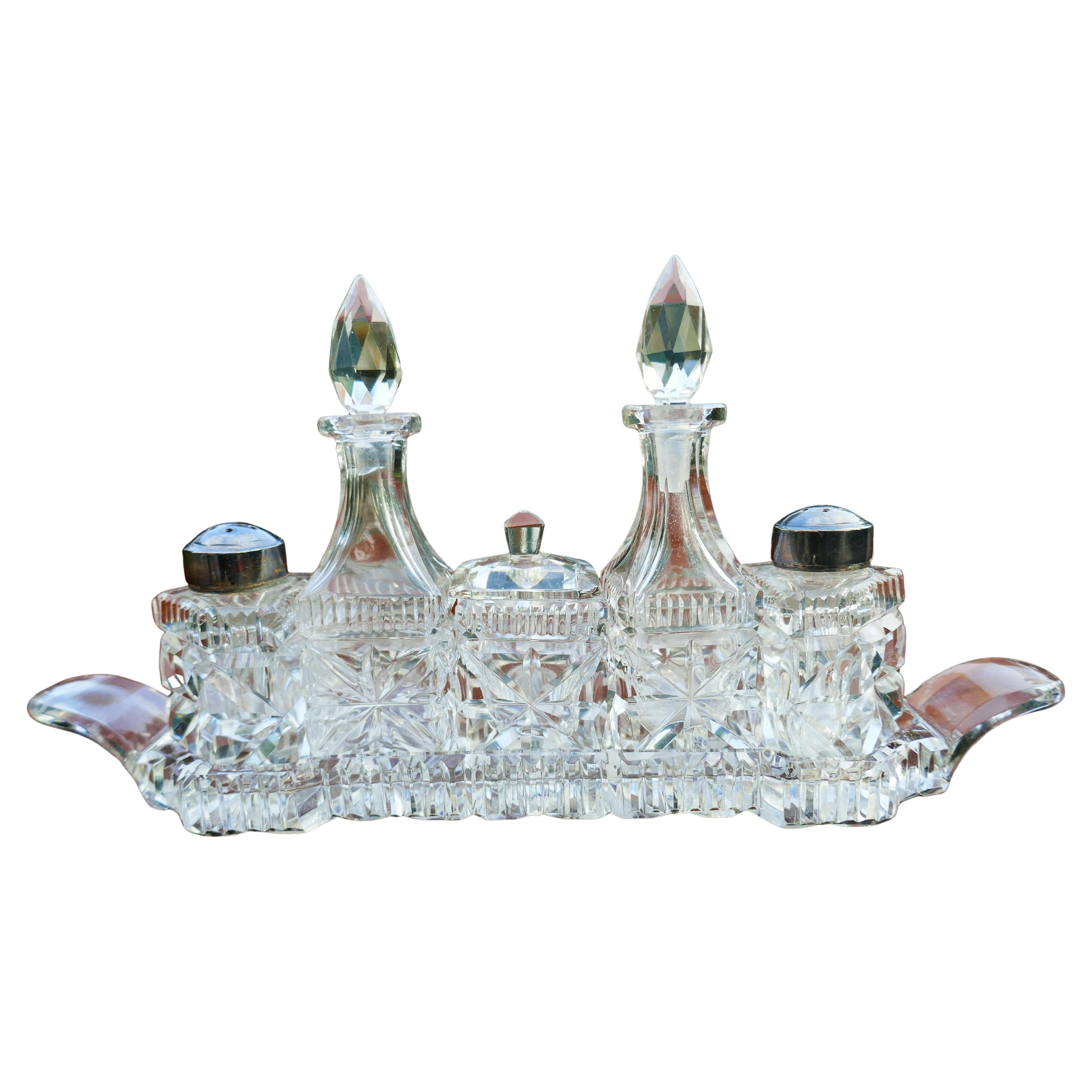 Öl-Essig-Salz-Pfeffer-Set für ABP-Glas mit Schliff im Angebot 1