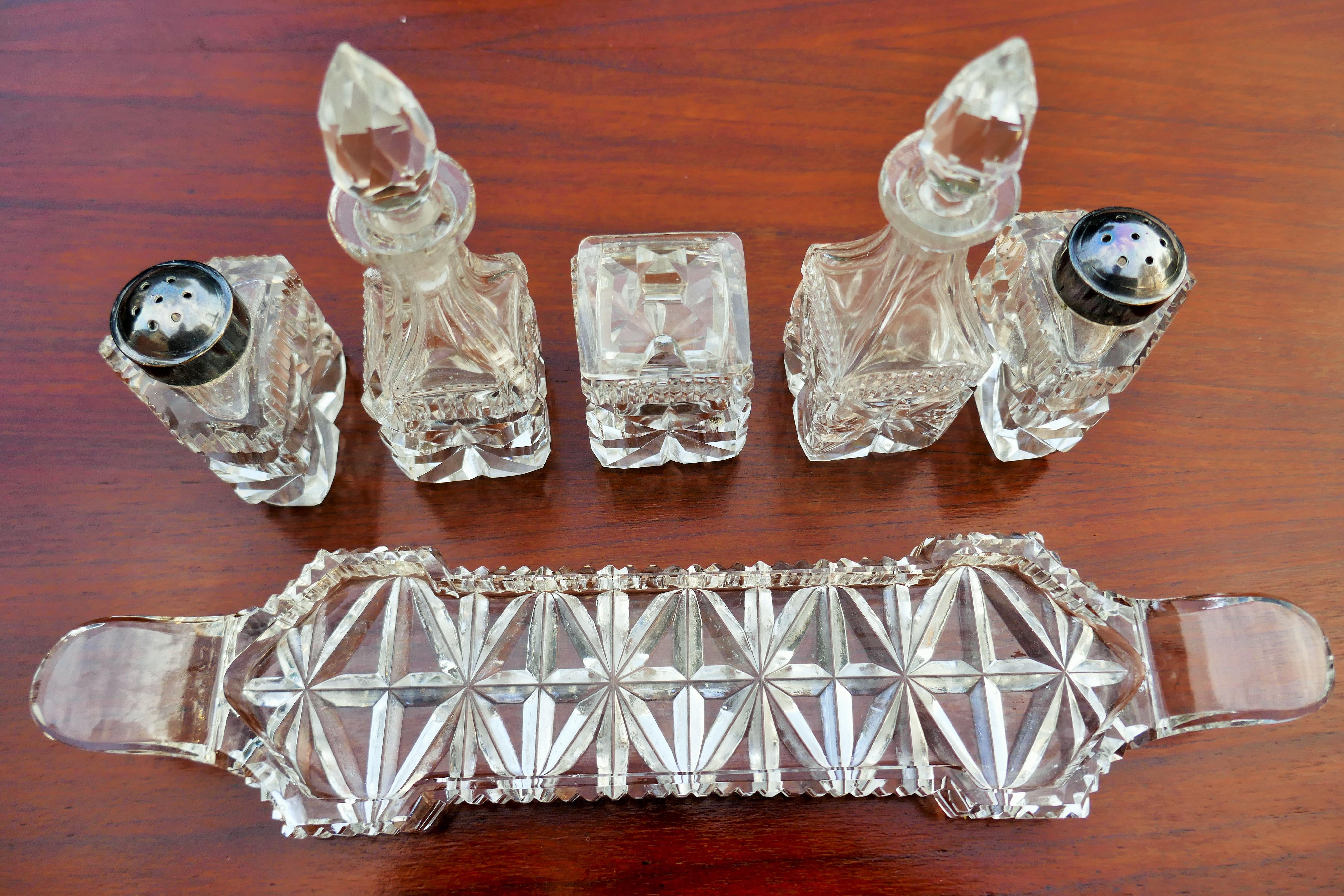 Öl-Essig-Salz-Pfeffer-Set für ABP-Glas mit Schliff im Angebot 3