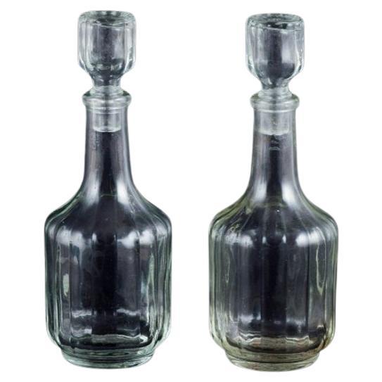 Set huile/vinaigre en verre transparent. Design danois des années 1930/40. 
