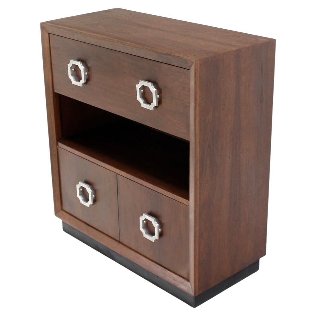 Oiled Medium Walnut Mid Century Modern Art Deco Drop Down Desk Secretary Cabinet For Sale