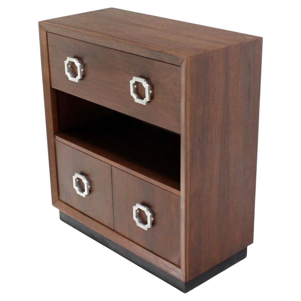 Yew Wood Leather Top Drop Front Secretary Desk 3 Drawers Brass Hardware ...