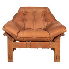 Oiled Oak and Tan Leather Ojai Lounge Chair by Lawson-Fenning