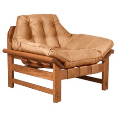 Oiled Oak and Tan Leather Ojai Lounge Chair by Lawson-Fenning