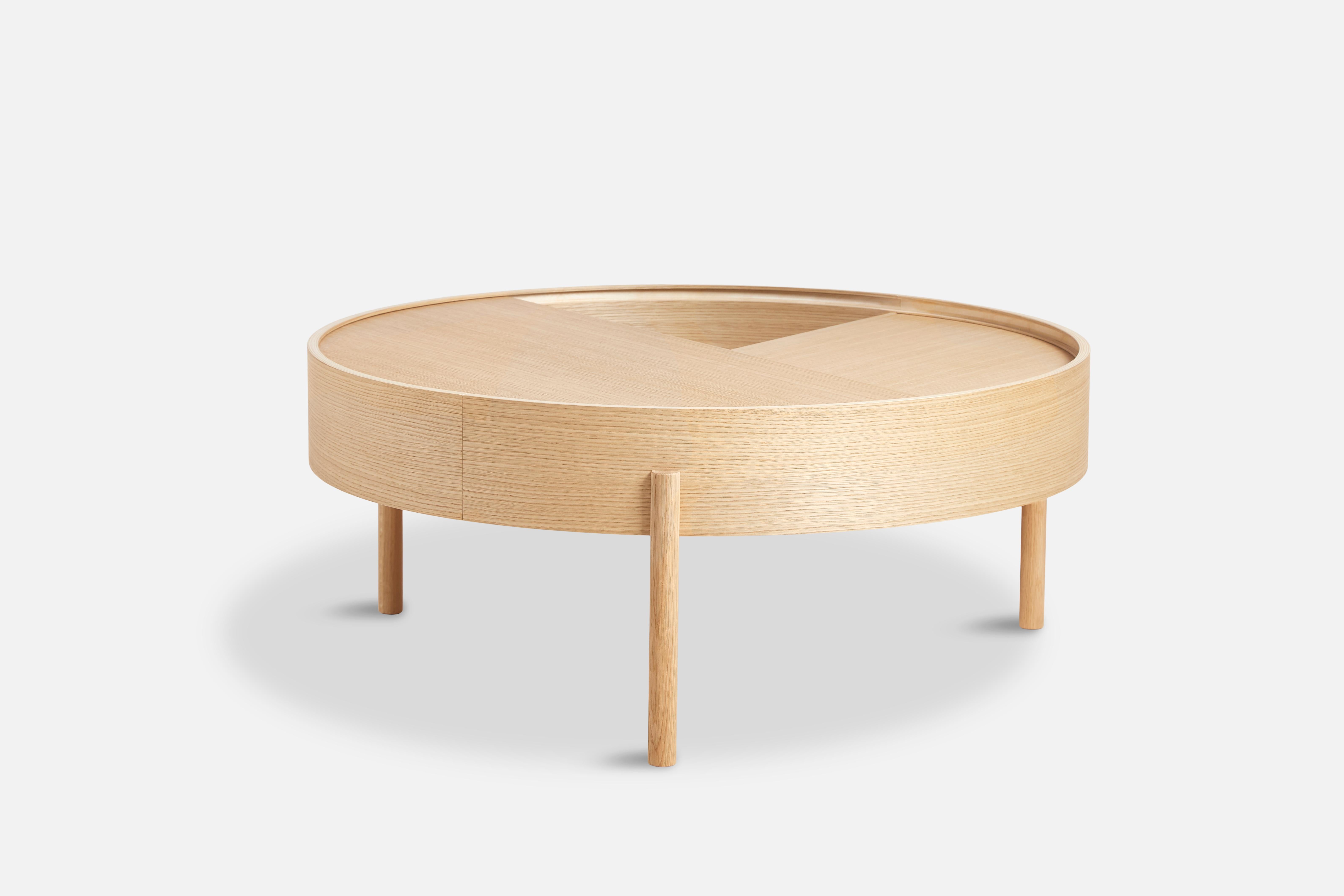 Oiled Oak Arc Coffee Table by Ditte Vad and Julie Bertrup
Materials: Oak, Laminate
Dimensions: D 89 x W 89 x H 38 cm
Also available in different sizes and materials: Ash, Oak, Walnut venner with solid Ash,Oak, Walnut legs. Please contact us.