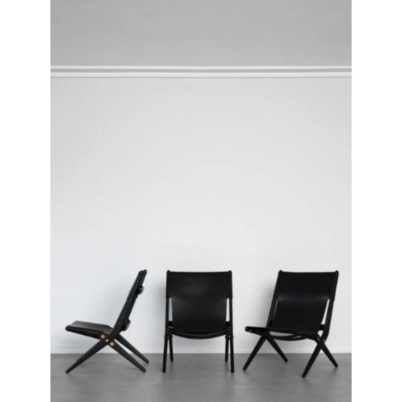 Oiled Oak Black Leather Saxe Chair by Lassen 5