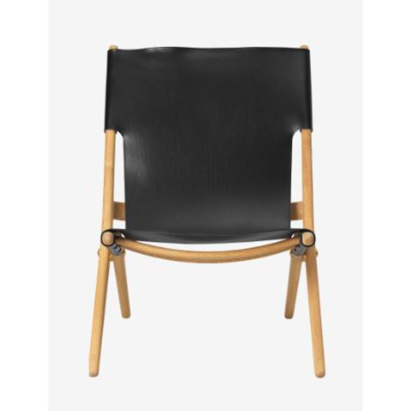 Modern Oiled Oak Black Leather Saxe Chair by Lassen For Sale