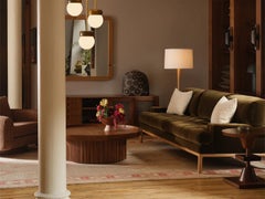 Lawson-Fenning Morro Side Table, Solid Oak Details, Modern Pedestal Table
