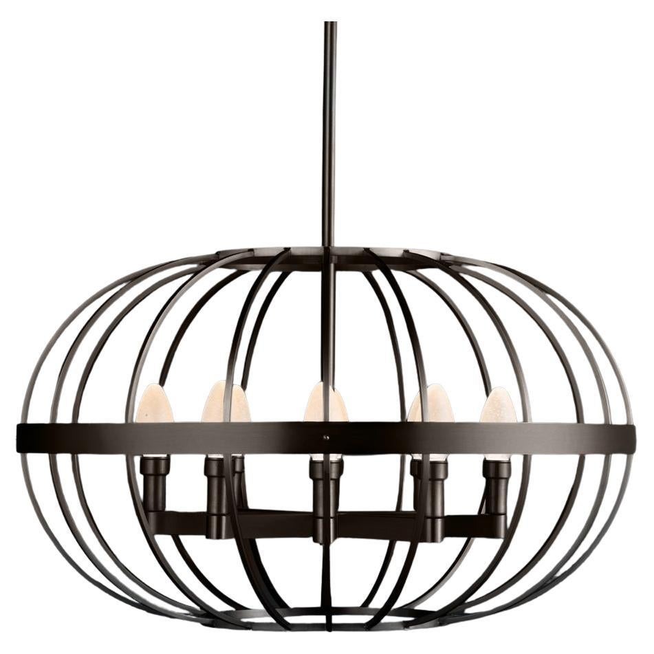 Oiled Solid Brass Terra Prima Outdoor Chandelier by Elisterno