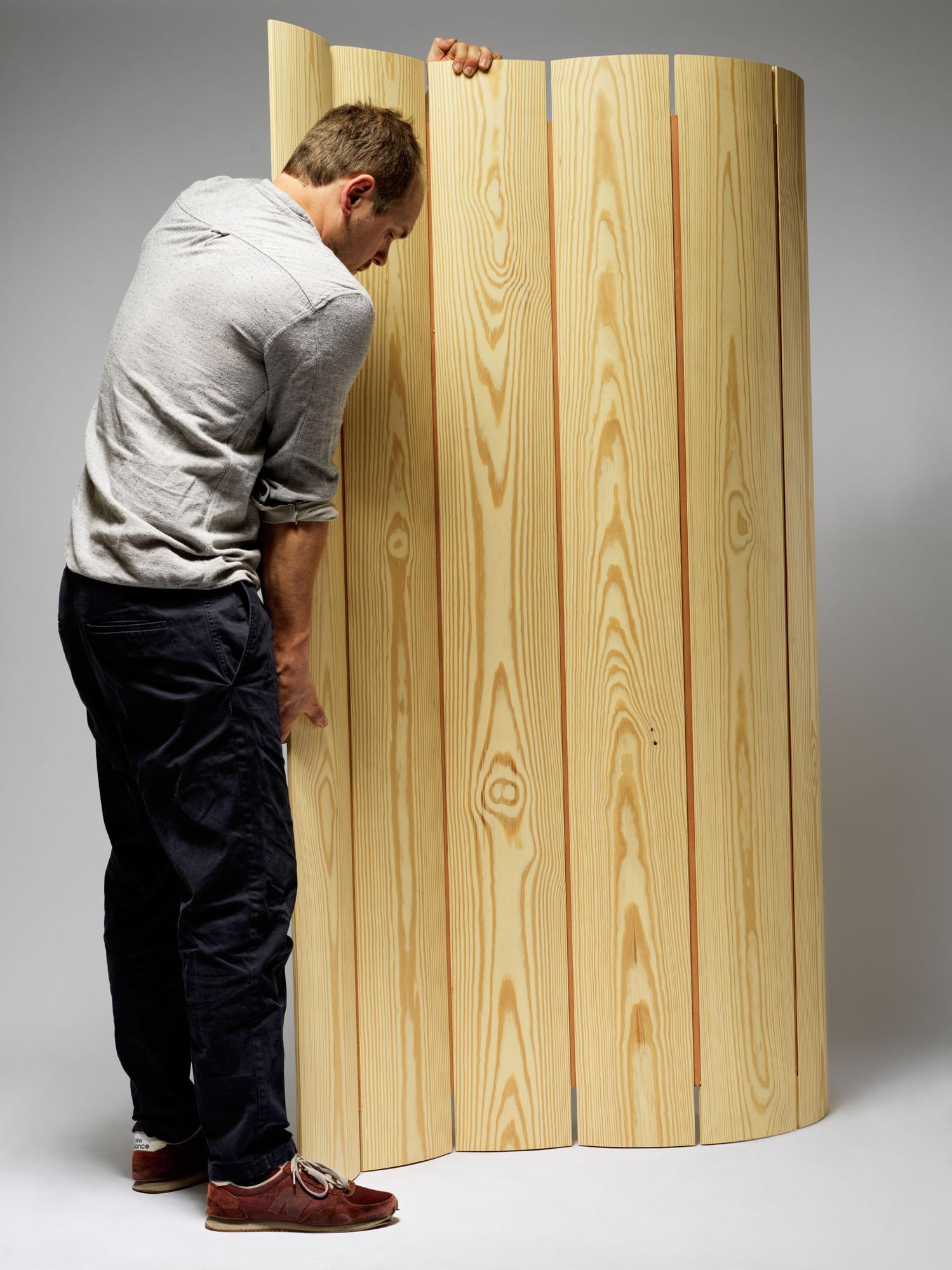 Hand-Crafted Oiled Solid Yellow Pine Nort Folding Screen by Tim Vranken For Sale