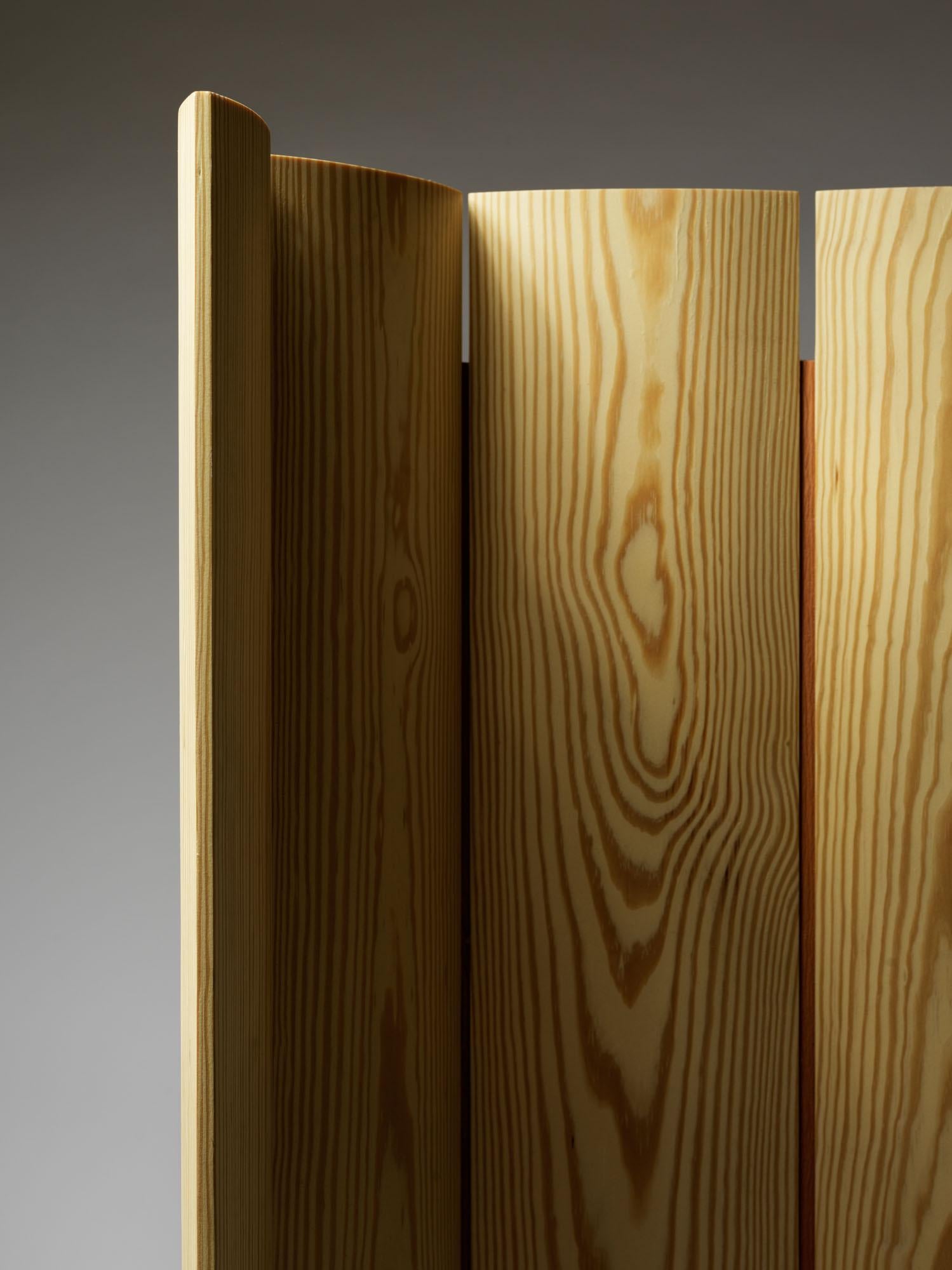 Contemporary Oiled Solid Yellow Pine Nort Folding Screen by Tim Vranken For Sale