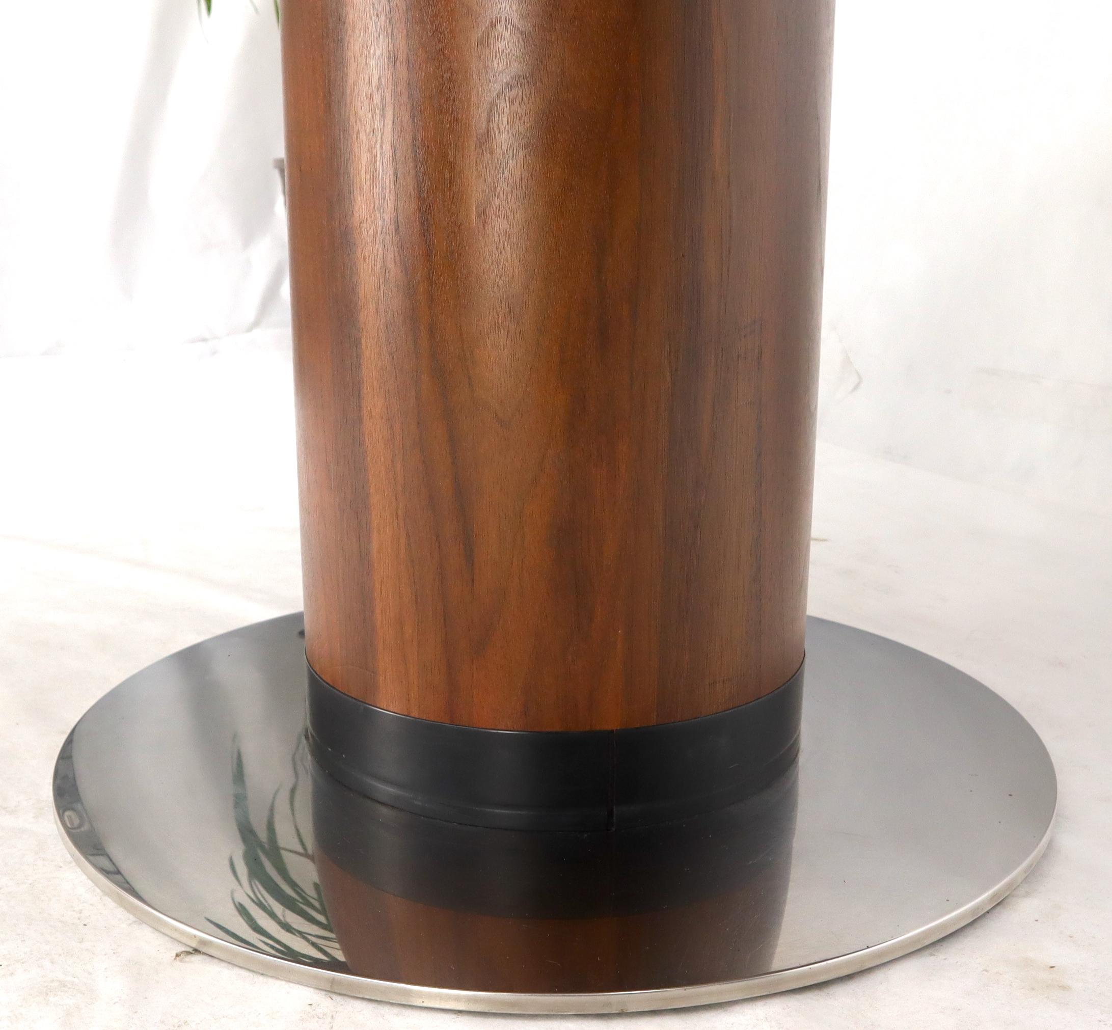 Oiled Thick Solid Walnut Slate & Stainless Steel Top Round Dining Dinette Table 4