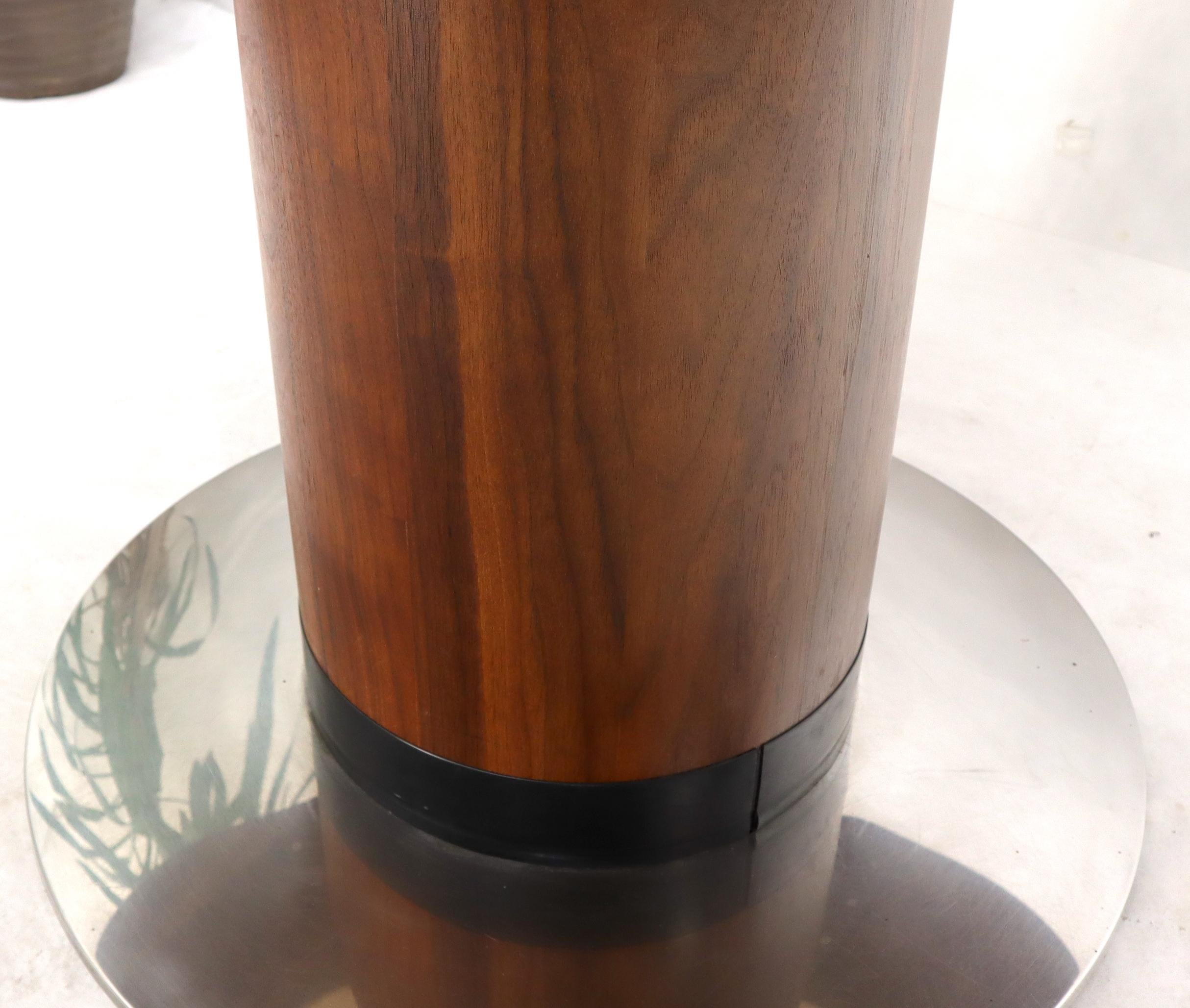 Oiled Thick Solid Walnut Slate & Stainless Steel Top Round Dining Dinette Table 6