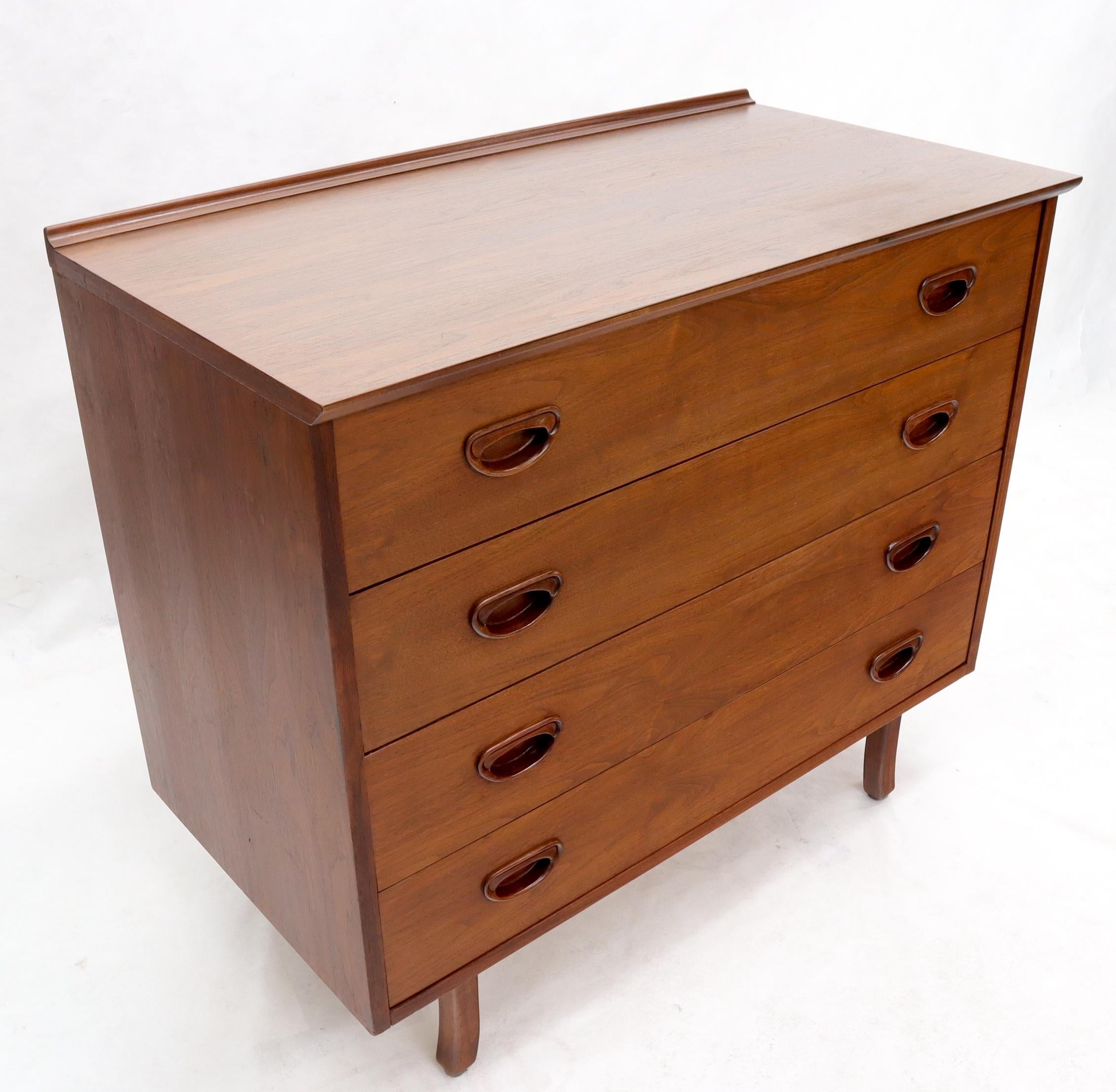 Oiled Walnut 4 Drawers Back Splash Bachelor Chest Dresser For Sale 1